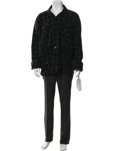 Pre-owned Greg Lauren Plaid Print Long Sleeve Shirt In Black/green