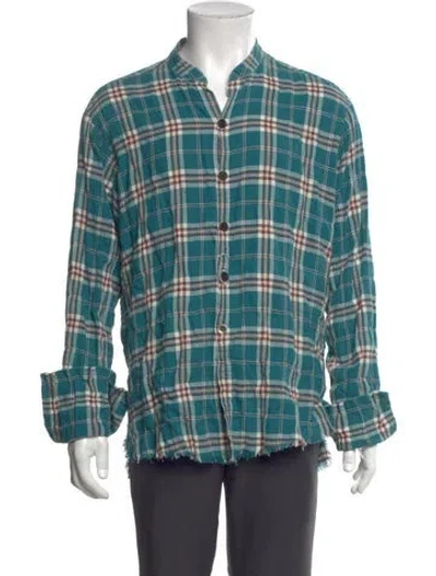 Pre-owned Greg Lauren Plaid Print Long Sleeve Shirt In Multi