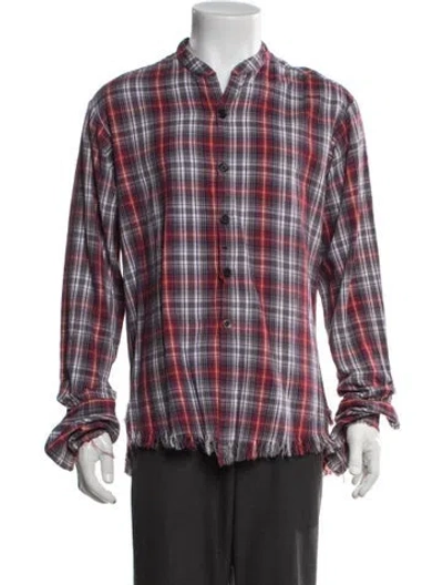 Pre-owned Greg Lauren Plaid Print Long Sleeve Shirt In Multicolor