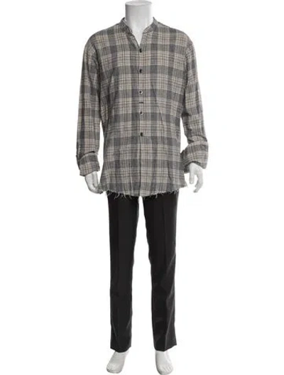 Pre-owned Greg Lauren Plaid Print Long Sleeve Shirt In Multicolor