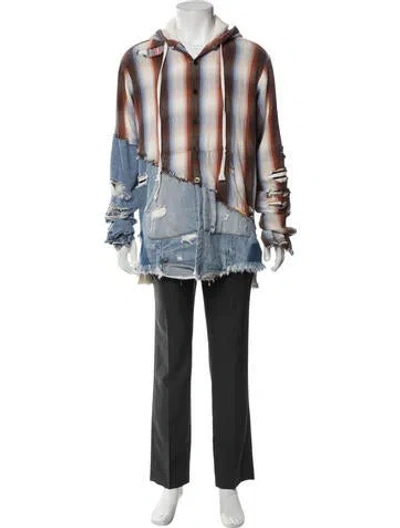 Pre-owned Greg Lauren Plaid Print Parka In Neutral