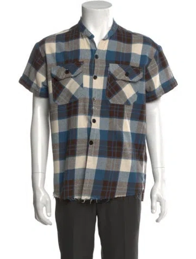 Pre-owned Greg Lauren Plaid Print Short Sleeve Shirt In Neutral