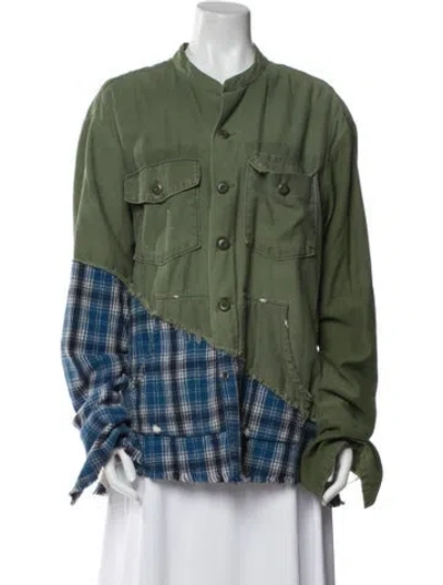 Pre-owned Greg Lauren Printed Utility Jacket In Green