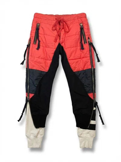 Pre-owned Greg Lauren Red Puffy Zip Pant
