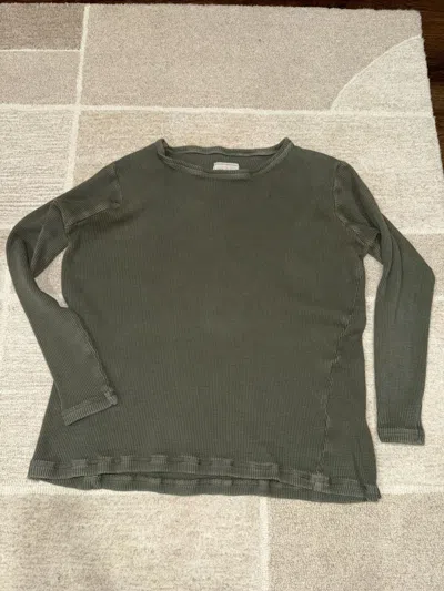 Pre-owned Greg Lauren Sage Waffle Shirt Size 4 In Green