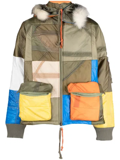 Greg Lauren Parachute Scrapwrk Color-block Panelled Jacket In Multicolour
