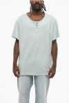 Greg Lauren Solid Color Henley T-shirt In Blue