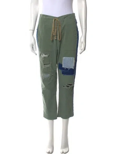 Pre-owned Greg Lauren Straight Leg Pants In Green