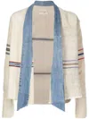 Greg Lauren Stripe-print Panelled Jacket In Neutrals