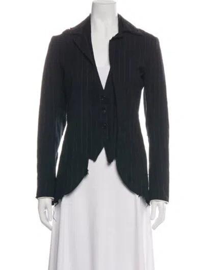 Pre-owned Greg Lauren Striped Blazer In Black