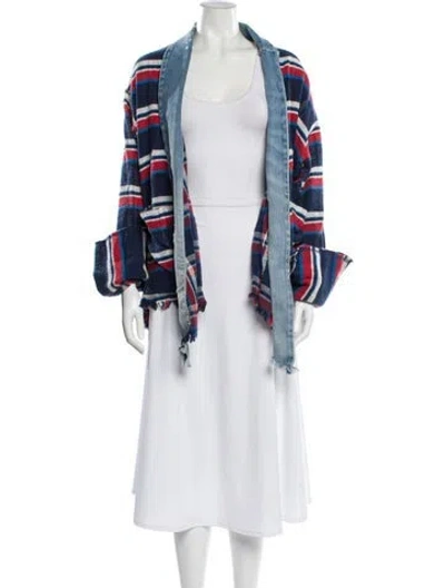 Pre-owned Greg Lauren Striped Jacket In Blue