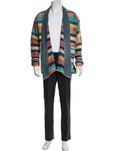Pre-owned Greg Lauren Striped Jacket In Blue
