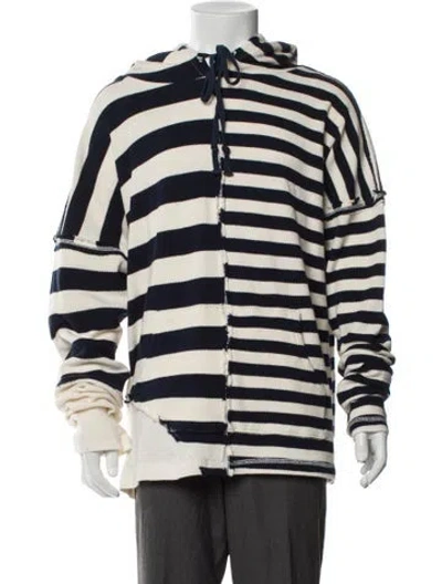 Pre-owned Greg Lauren Striped Mock Neck Cardigan In Multi