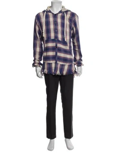 Pre-owned Greg Lauren Striped Poncho In Blue