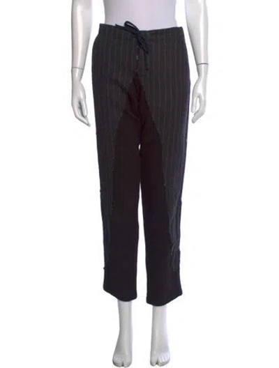Pre-owned Greg Lauren Striped Straight Leg Pants In Black