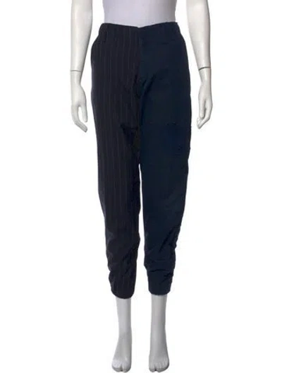 Pre-owned Greg Lauren Striped Straight Leg Pants In Blue
