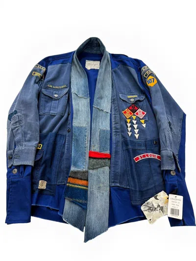 Pre-owned Greg Lauren Sz2 1/1 Vintage Boy-scout Uniform Gl1 Kimono In Blue