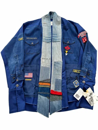 Pre-owned Greg Lauren Sz3 1/1 Boyscout Uniform Gl1 Kimono Jacket In Blue