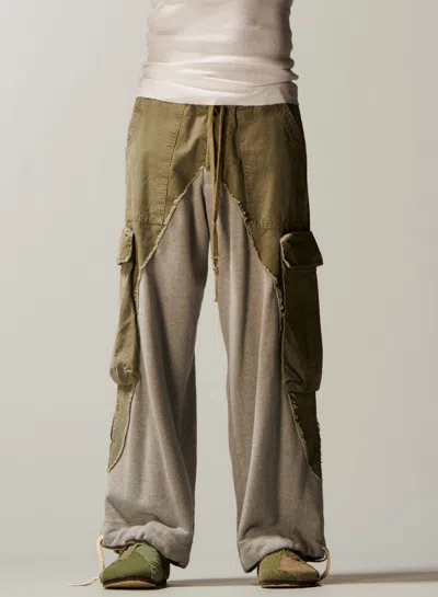 Pre-owned Greg Lauren T Army/ Heather Wide Leg Pants In Multi