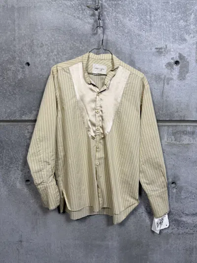 Pre-owned Greg Lauren T Ivory Stripe Classic Studio Shirt In Sand