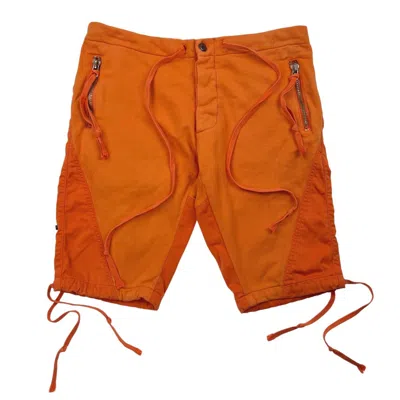 Pre-owned Greg Lauren T Orange Fleece Tent Shorts