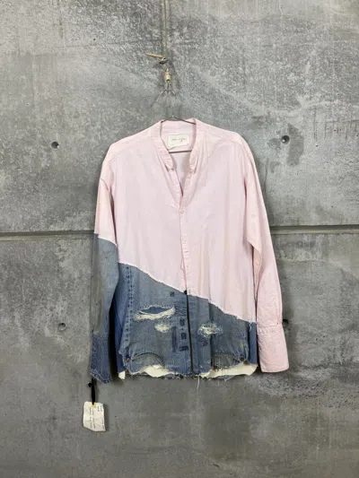 Pre-owned Greg Lauren T Pink Oxford Studio 5050 Shirt In Multi