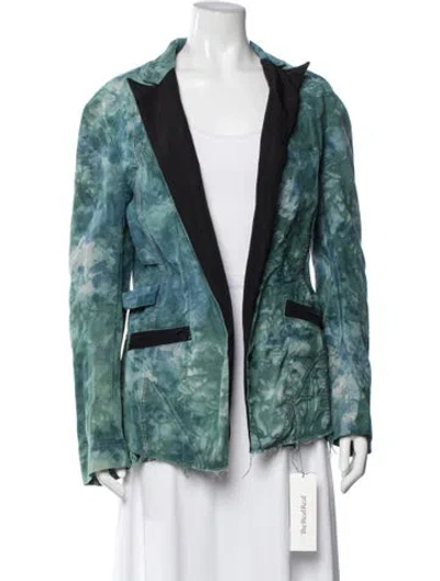 Pre-owned Greg Lauren Tie-dye Print Blazer In Green