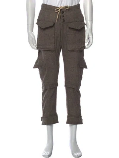 Pre-owned Greg Lauren Tweed Pattern Cargo Pants In Brown