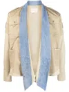 Greg Lauren Two-tone Cotton Military Jacket In Neutrals