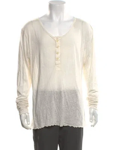 Pre-owned Greg Lauren V-neck Long Sleeve Henley In Neutrals