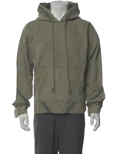Pre-owned Greg Lauren V-neck Long Sleeve Hoodie In Green