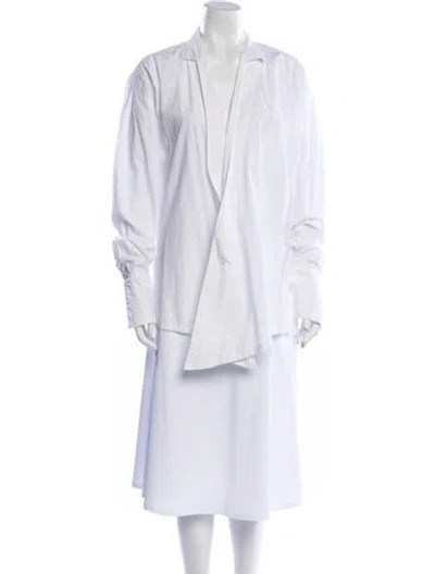 Pre-owned Greg Lauren V-neck Long Sleeve Tunic In White