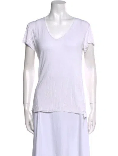 Pre-owned Greg Lauren V-neck Short Sleeve T-shirt In White