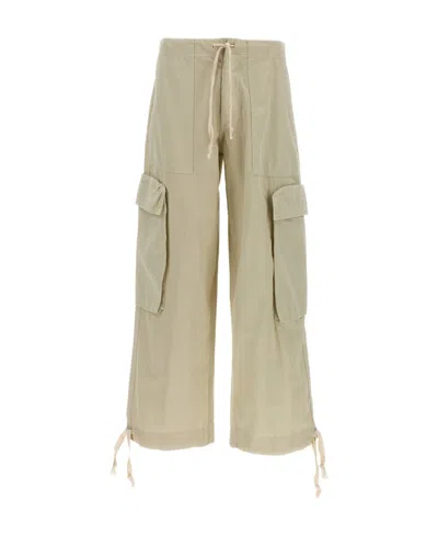 Greg Lauren Wide-legged Overalls And Casual Pants In Nude