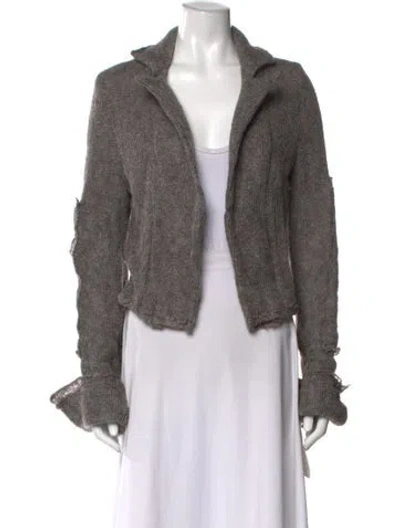 Pre-owned Greg Lauren Wool Open Front Sweater In Gray
