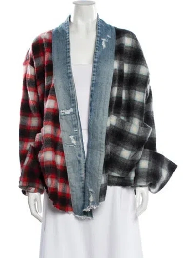 Pre-owned Greg Lauren Wool Plaid Print Coat In Multi