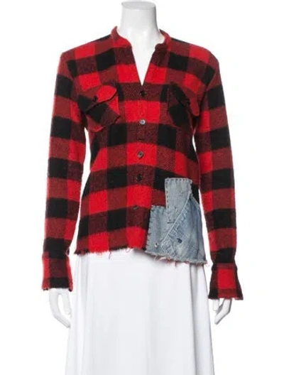 Pre-owned Greg Lauren Wool Plaid Print Jacket In Red