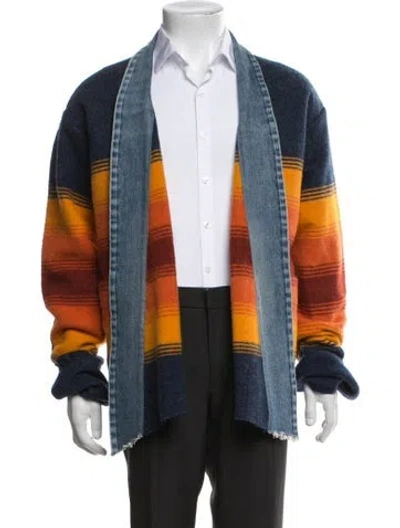 Pre-owned Greg Lauren Wool Striped Jacket In Blue