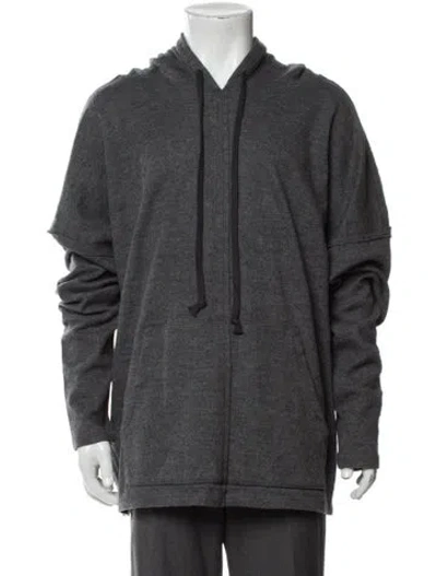 Pre-owned Greg Lauren Wool V-neck Hoodie In Gray