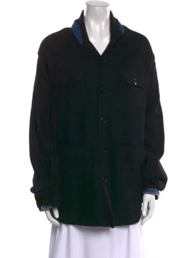 Pre-owned Greg Lauren Wool V-neck Sweater In Black