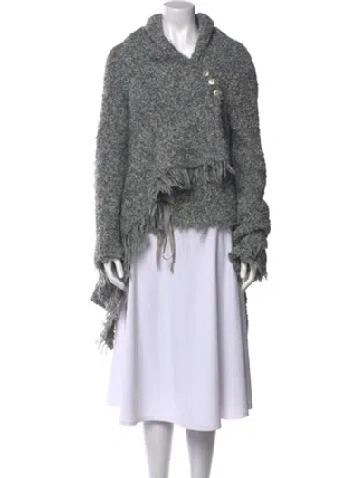 Pre-owned Greg Lauren Wool V-neck Sweater In Gray