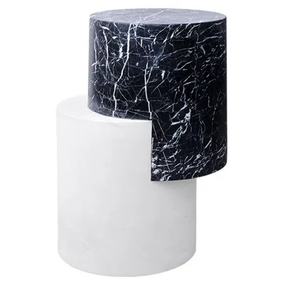 Pre-owned Greg Natale Aldo Side Table Bianco & Nero By  In Gray