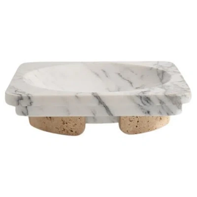 Pre-owned Greg Natale Caldera Bowl Arabescato & Travertine By  In Gray