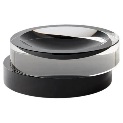 Pre-owned Greg Natale Pila Crystal Bowl Clear & Black Onyx By