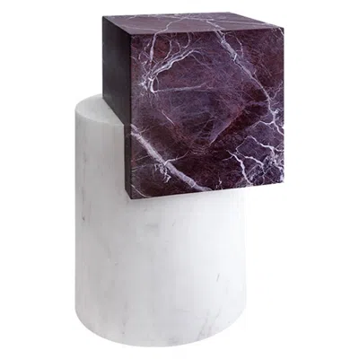 Pre-owned Greg Natale Venturi Side Table Bianco & Merlot By  In Gray