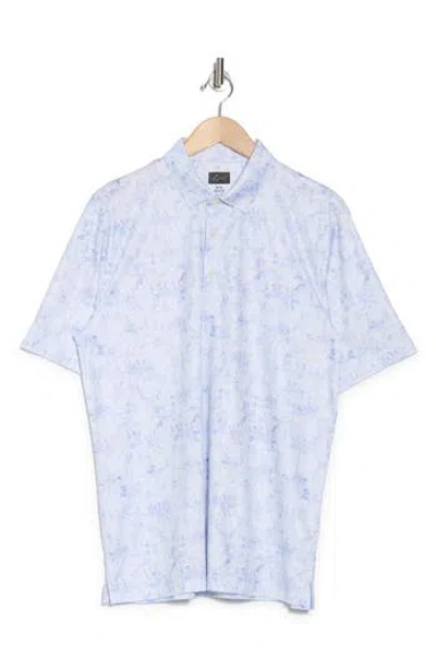 Greg Norman Crosshatch Palm Print Performance Knit Polo In White