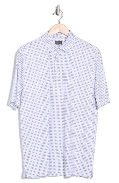 Greg Norman Eclipse Print Golf Polo In White/orchid Fog