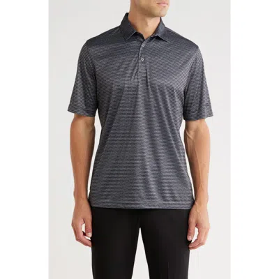 Greg Norman Fin Stripe Print Golf Polo In Black
