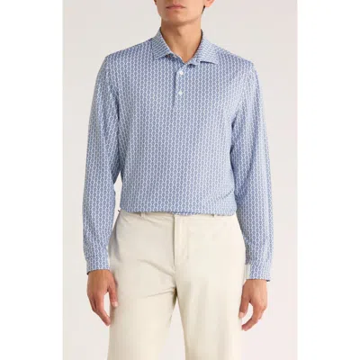 Greg Norman Floral Print Long Sleeve Performance Golf Polo In White