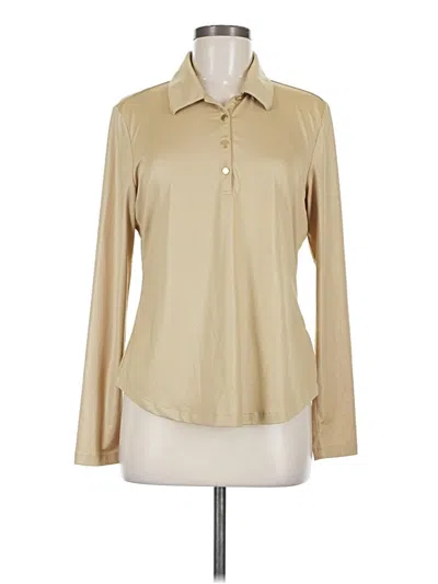 Pre-owned Greg Norman Long Sleeve Blouse In Tan